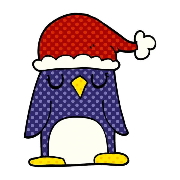 Dibujos Animados Garabato Pingüino Navidad — Archivo Imágenes Vectoriales