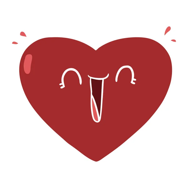 Color Plano Estilo Dibujos Animados Corazón Feliz — Vector de stock