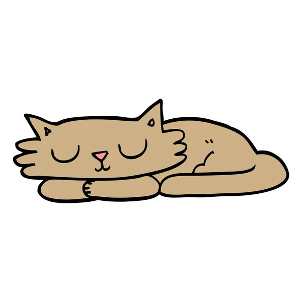 Fumetto Doodle Gatto Addormentato — Vettoriale Stock