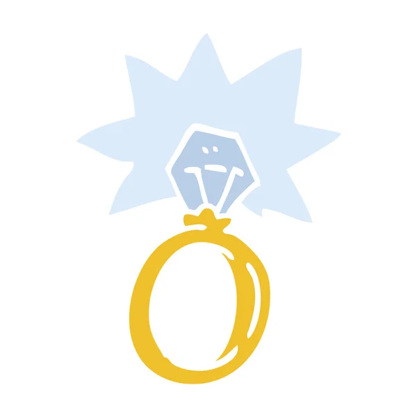平板彩色插图动画片订婚戒指 — 图库矢量图片