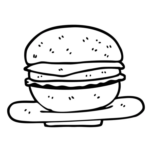 Черно Белый Мультяшный Бургер — стоковый вектор