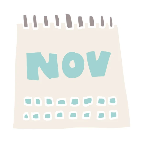 Dibujos Animados Doodle Calendario Mostrando Mes Noviembre — Archivo Imágenes Vectoriales