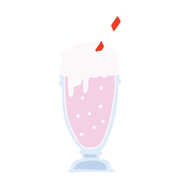 Płaski Kolor Stylu Cartoon Milkshake — Wektor stockowy
