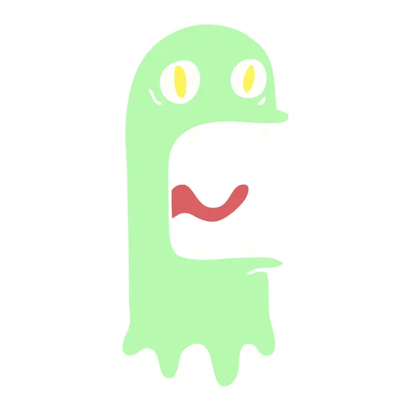 Cor Plana Ilustração Desenho Animado Fantasma Assustador — Vetor de Stock