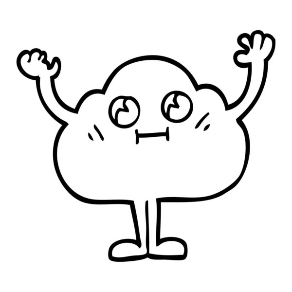 Happy Line Drawing Cartoon Cloud — Stock Vector