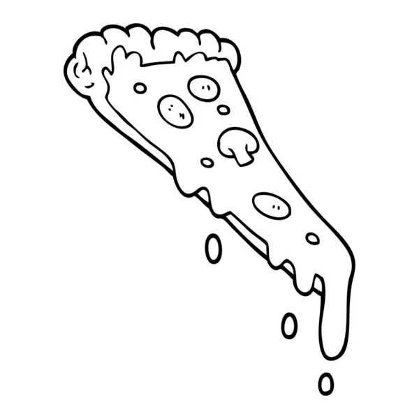 Línea Dibujo Dibujos Animados Rebanada Pizza — Vector de stock