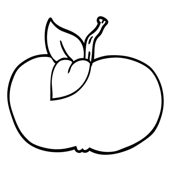 Línea Dibujo Dibujos Animados Jugosa Manzana — Vector de stock
