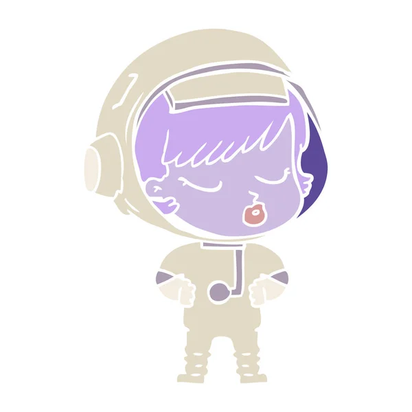 Plat Couleur Style Dessin Animé Jolie Astronaute Fille — Image vectorielle