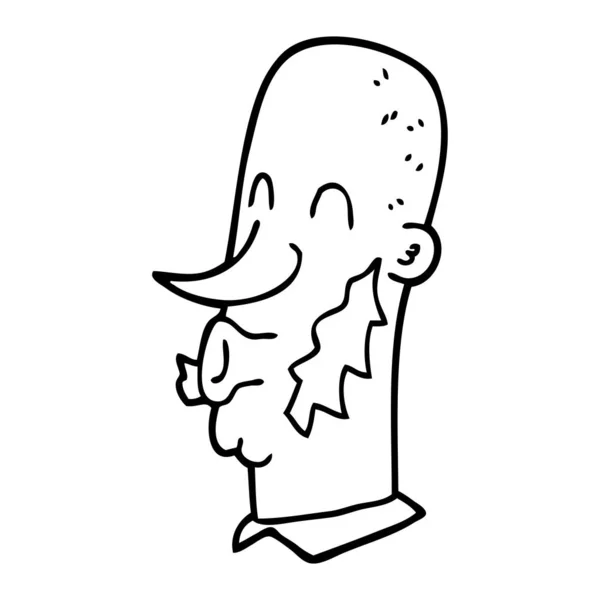 Línea Dibujo Hombre Dibujos Animados Con Pelo Facial Muttonchop — Archivo Imágenes Vectoriales