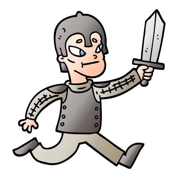 Vektorgradienten Illustration Karikatur Mittelalterlichen Krieger — Stockvektor