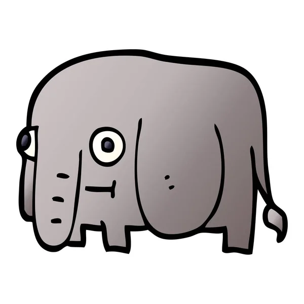 Desenho Animado Doodle Elefante Vetor Ilustração — Vetor de Stock