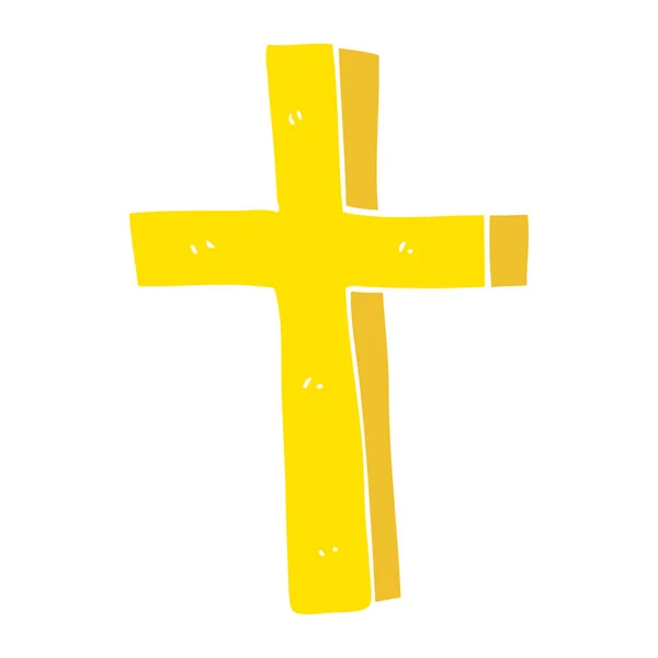 一个金色十字架的动画片涂鸦 — 图库矢量图片
