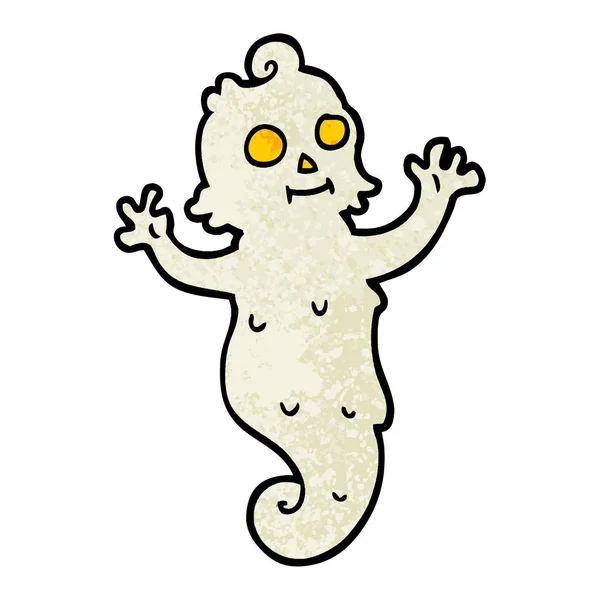 Grunge Getextureerde Illustratie Cartoon Spooky Ghost — Stockvector