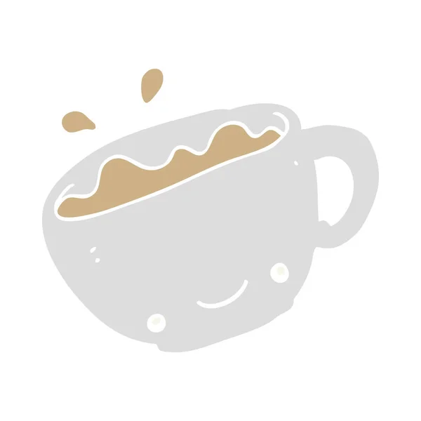 フラット カラー スタイル漫画一杯のコーヒー — ストックベクタ