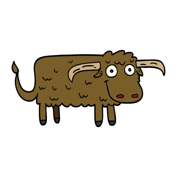 Desenho Animado Doodle Vaca Peluda — Vetor de Stock