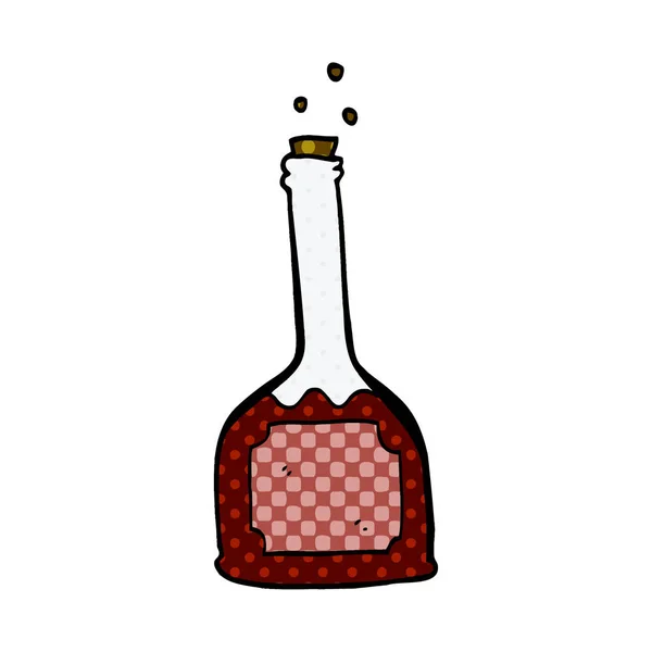 Garrafa Doodle Desenhos Animados Vinho Tinto — Vetor de Stock