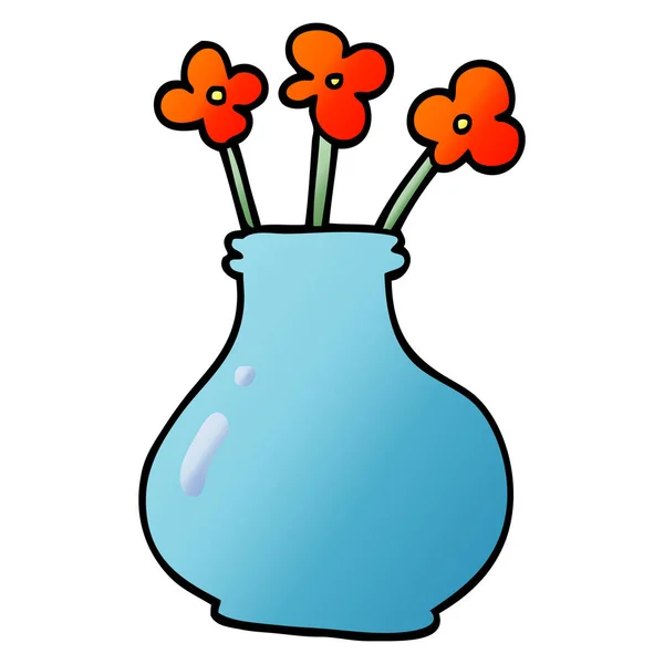 Kreslený Doodle Váza Květinami — Stockový vektor