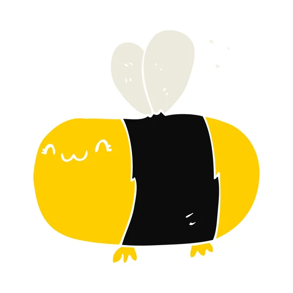 Schattig Egale Kleur Stijl Cartoon Bee — Stockvector