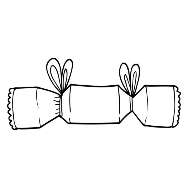 Line Drawing Cartoon Christmas Cracker — Stock Vector