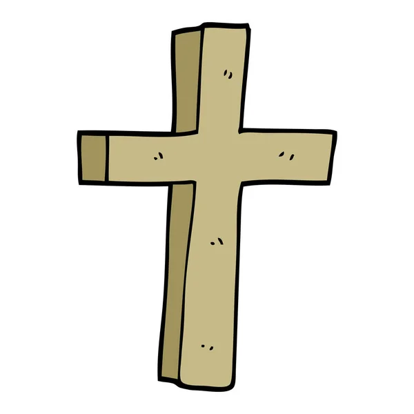 Cartoon Doodle Wooden Cross — Stock Vector