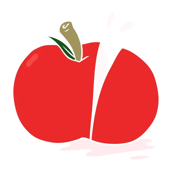 Flat Color Style Cartoon Sliced Apple — Stock Vector