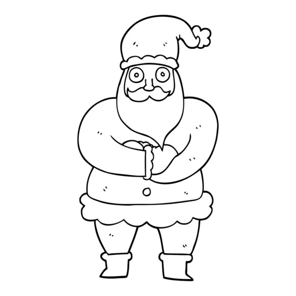 Line Drawing Cartoon Father Christmas — Stock Vector