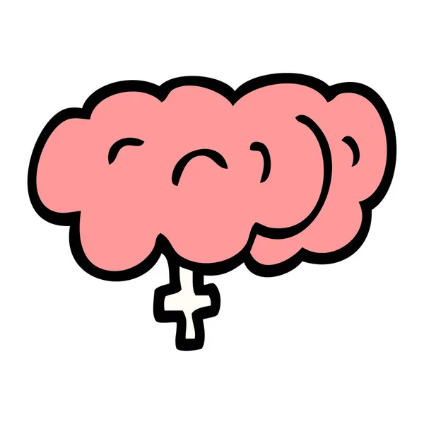 Cartone Animato Doodle Cervello Umano — Vettoriale Stock