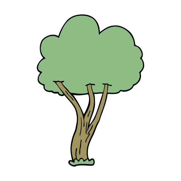 Dibujos Animados Garabato Árbol Floreciente — Vector de stock