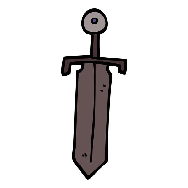 Cartoon Doodle Altes Schwert — Stockvektor