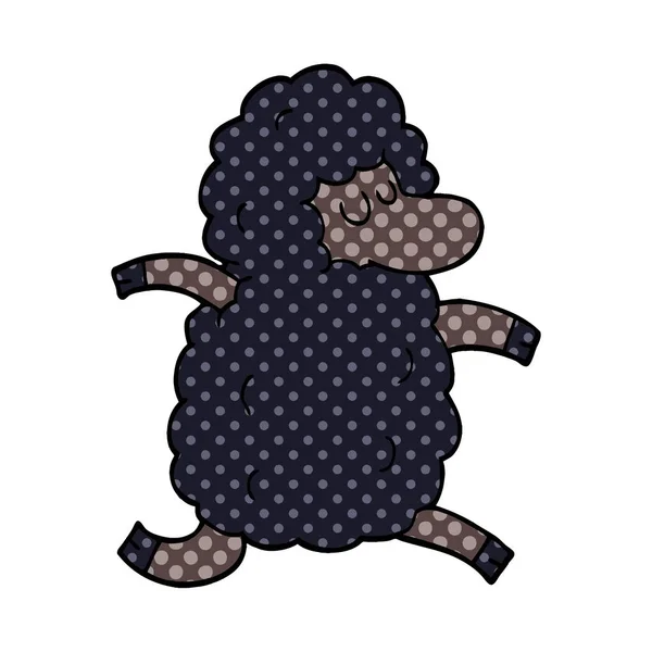 Dessin Animé Doodle Mouton Noir — Image vectorielle