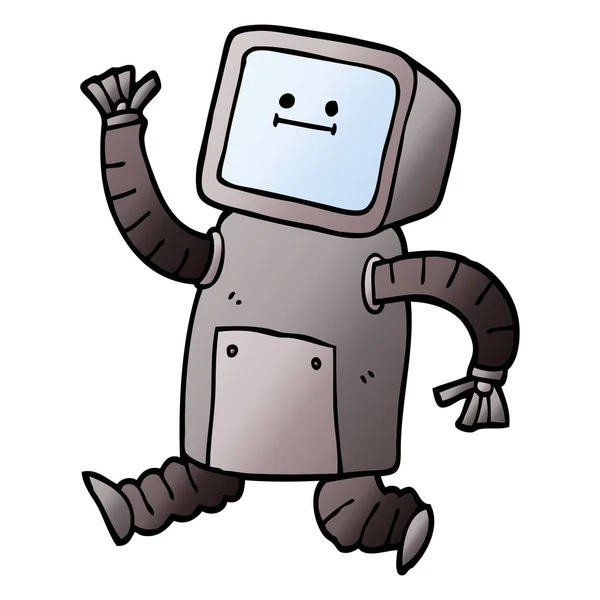 Vektorgradient Illustration Cartoon Roboter Läuft — Stockvektor