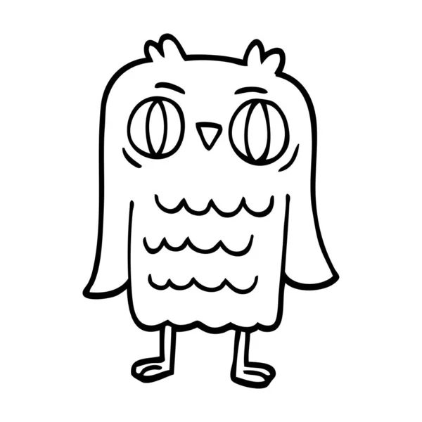 Dessin Ligne Hibou Dessin Animé — Image vectorielle