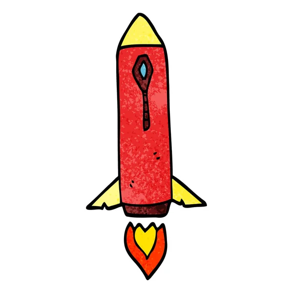 Foguete Espacial Doodle Desenhos Animados —  Vetores de Stock