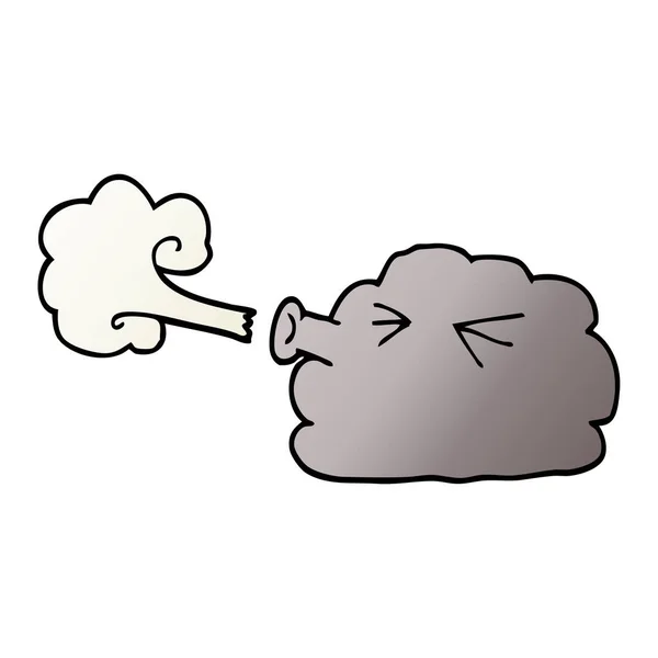 Cartoon Doodle Cloud Blowing Gale — Stock Vector