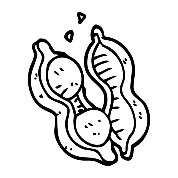 Linha Desenho Desenhos Animados Amendoins Com Casca — Vetor de Stock
