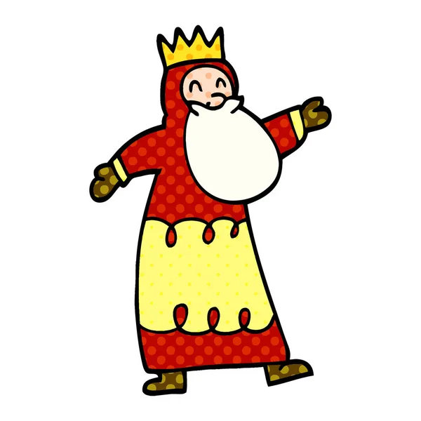 Cartoon Doodle Wijze Koning — Stockvector