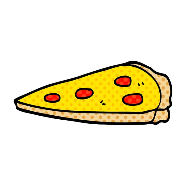 Cartone Animato Scarabocchio Pizza Sfondo Bianco — Vettoriale Stock