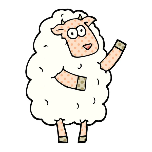Estilo Quadrinhos Ovelhas Desenhos Animados —  Vetores de Stock
