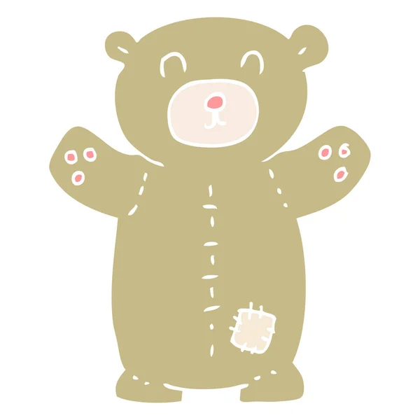 Flat Color Illustration Teddy Bear — Stock Vector