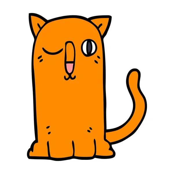 Desenho Animado Doodle Gato Engraçado —  Vetores de Stock