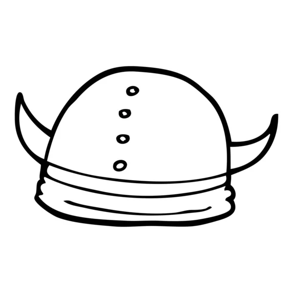 Line Drawing Cartoon Viking Helmet — Stock Vector