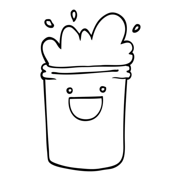 Línea Dibujo Dibujos Animados Bebidas Felices — Vector de stock