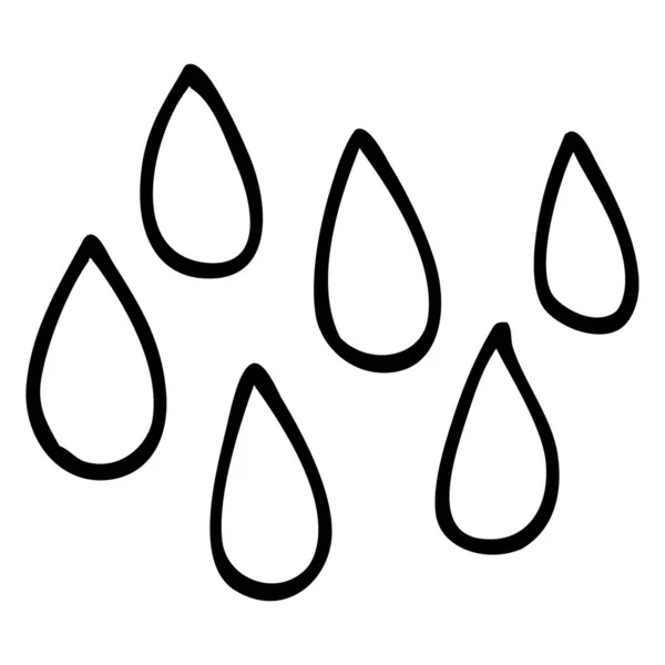 Linea Disegno Cartone Animato Gocce Pioggia — Vettoriale Stock