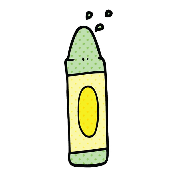 Comic Book Style Cartoon Green Crayon — Stock Vector