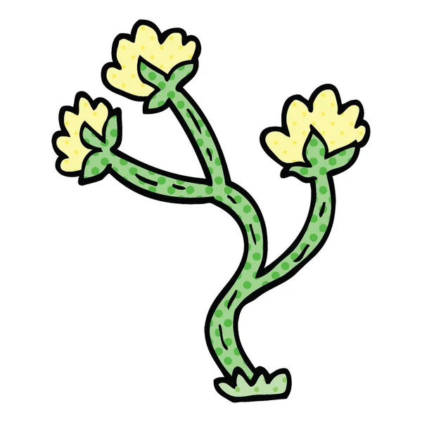 Wildflower Komiks Kreslený Styl — Stockový vektor