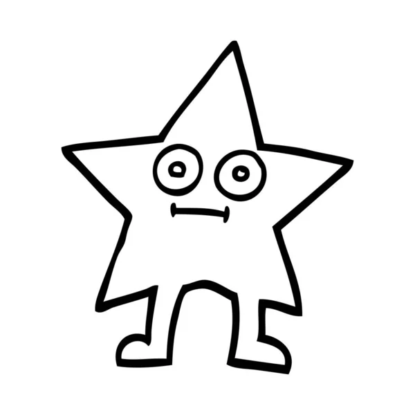 Personagem Estrela Dos Desenhos Animados Preto Branco — Vetor de Stock