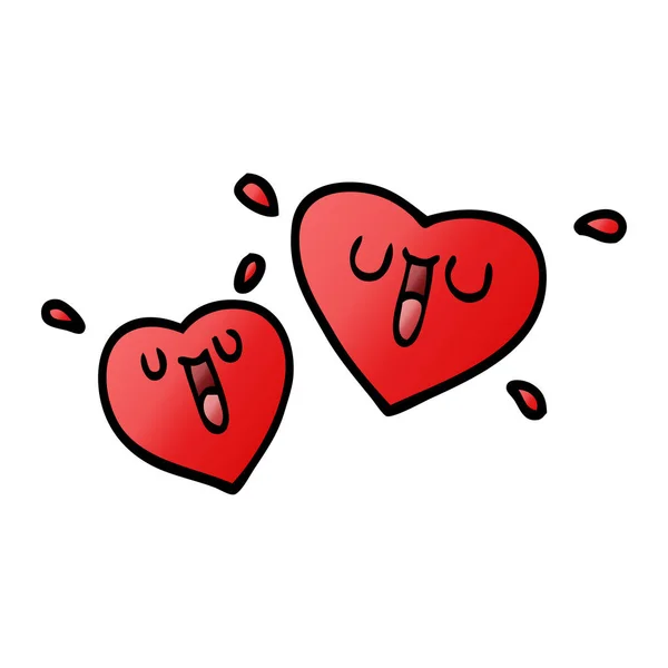 Happy Cartoon Doodle Hearts — Stock Vector