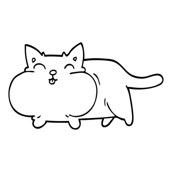 Dessin Ligne Dessin Animé Chat Heureux — Image vectorielle