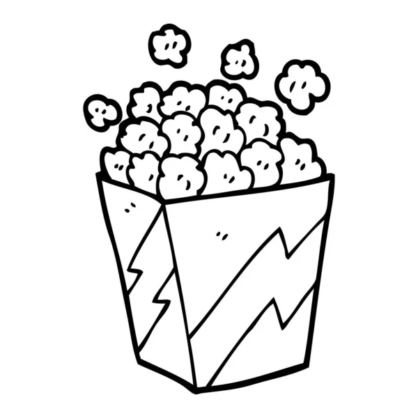 Linea Disegno Cartone Animato Popcorn — Vettoriale Stock
