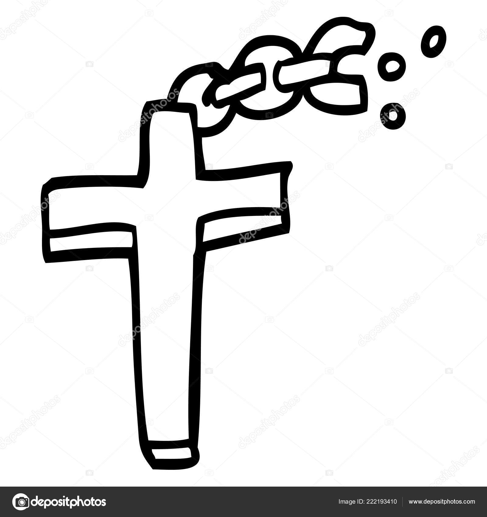 Linha Desenho Cartoon Crucifixo Cadeia Vetores De Stock C Lineartestpilot 222193410
